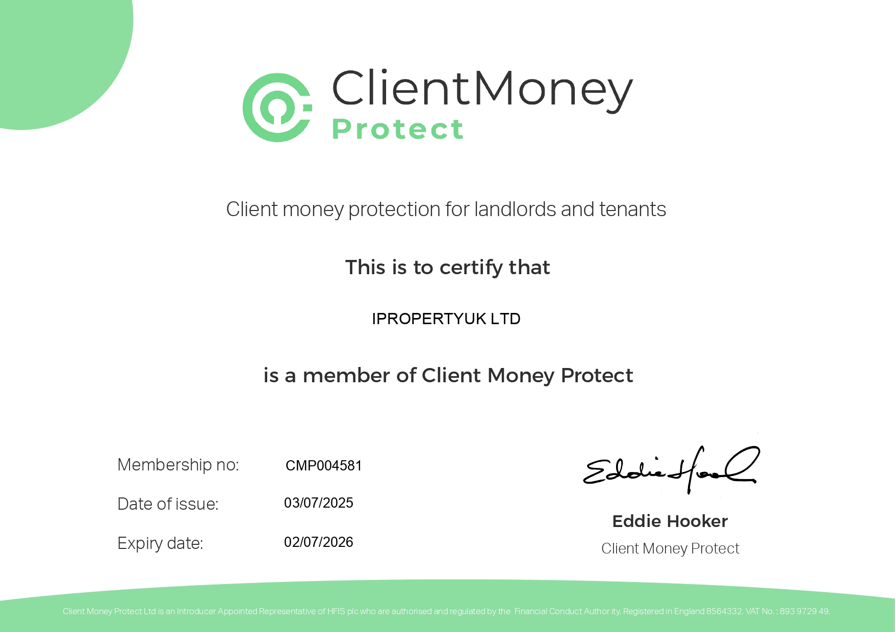 CMP MemberShip Certificate